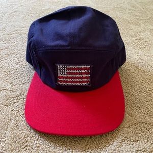 United States 5 Panel Flat Brim Blue Red America Painters Hat OS Adjustable